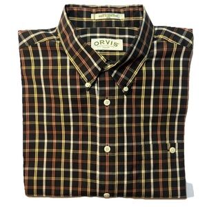 Orvis Men's Shirt XXL - 2XL Long sleeve Black, Red, Yellow